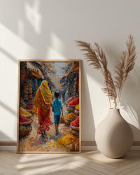 Old Delhi Print, Spice Market Wall Art, Mothers Day Gift From Son, Museum Quality Decor, Mom And Son Poster