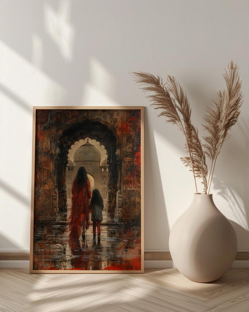 Agra India Art Print, Red Sandstone Wall Art, Mothers Day Gift From Daughter, Mother Daughter Poster, Shipped Wall Art