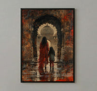 Agra India Art Print, Red Sandstone Wall Art, Mothers Day Gift From Daughter, Mother Daughter Poster, Shipped Wall Art