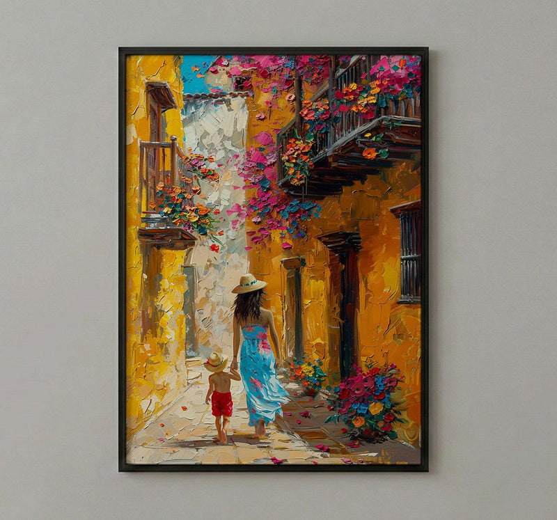 Cartagena Colombia Print, Mothers Day Gift From Son, Colonial Street Wall Art, Mom And Son Poster, Museum Quality Decor
