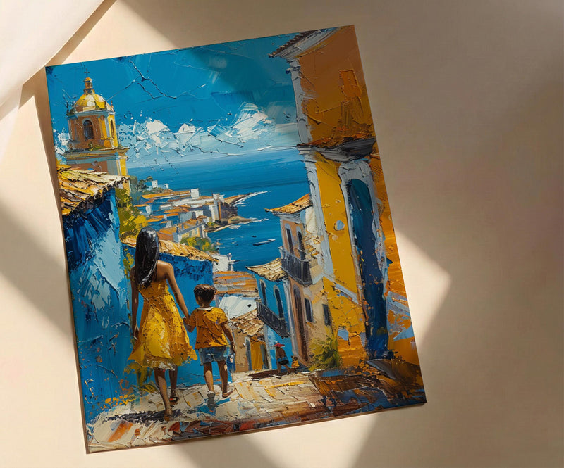 Salvador Brazil Print, Pelourinho Wall Art, Mothers Day Gift From Son, Mom And Son Poster, Museum Quality Decor
