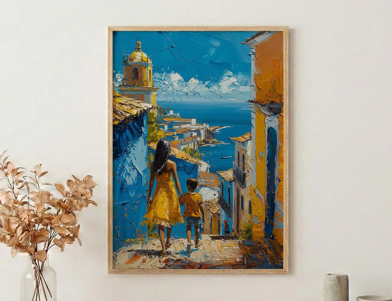 Salvador Brazil Print, Pelourinho Wall Art, Mothers Day Gift From Son, Mom And Son Poster, Museum Quality Decor