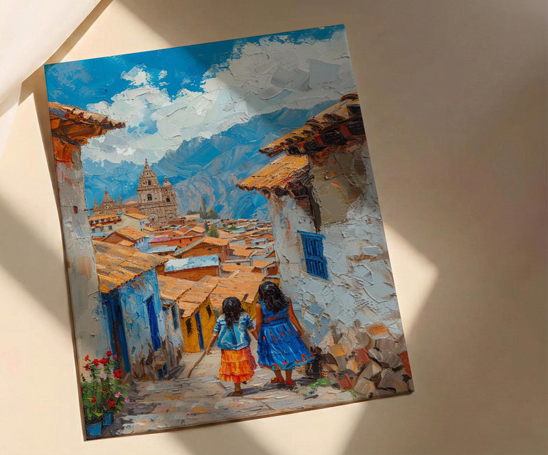 Cusco Peru Art Print, Andean Street Wall Art, Mothers Day Gift From Daughter, Mother Daughter Poster, Shipped Wall Art