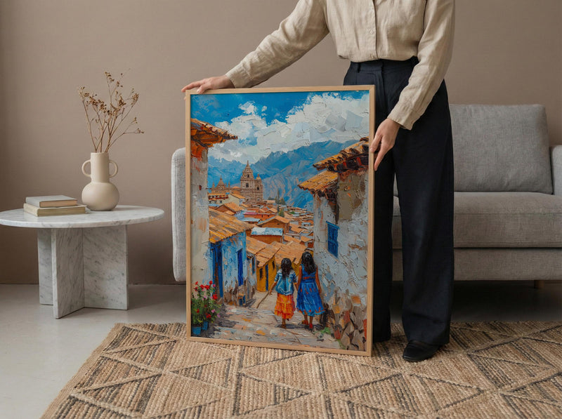 Cusco Peru Art Print, Andean Street Wall Art, Mothers Day Gift From Daughter, Mother Daughter Poster, Shipped Wall Art