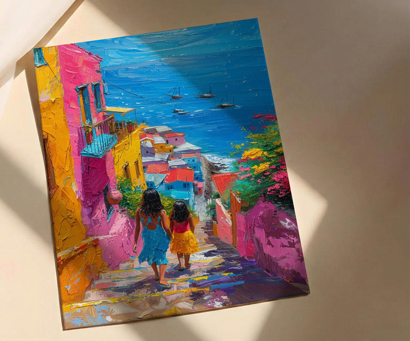 Valparaiso Chile Print, Colorful Stairs Wall Art, Mothers Day Gift From Daughter, Mother Daughter Poster, Shipped Wall Art