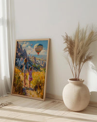 Cappadocia Turkey Art Print, Mothers Day Gift From Daughter, Hot Air Balloon Wall Art, Mother Daughter Poster, Shipped Wall Art