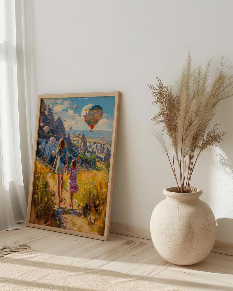 Cappadocia Turkey Art Print, Mothers Day Gift From Daughter, Hot Air Balloon Wall Art, Mother Daughter Poster, Shipped Wall Art