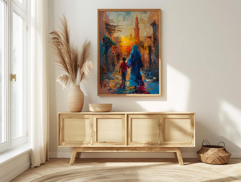 Dubai Al Fahidi Print, UAE Historic Wall Art, Mothers Day Gift From Son, Mom And Son Poster, Museum Quality Decor