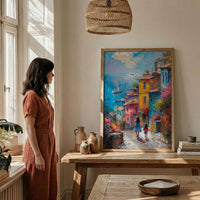 Istanbul Balat Print, Colorful House Wall Art, Mothers Day Gift From Daughter, Mother Daughter Poster, Shipped Wall Art
