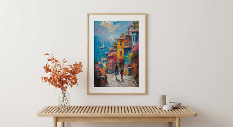 Istanbul Balat Print, Colorful House Wall Art, Mothers Day Gift From Daughter, Mother Daughter Poster, Shipped Wall Art