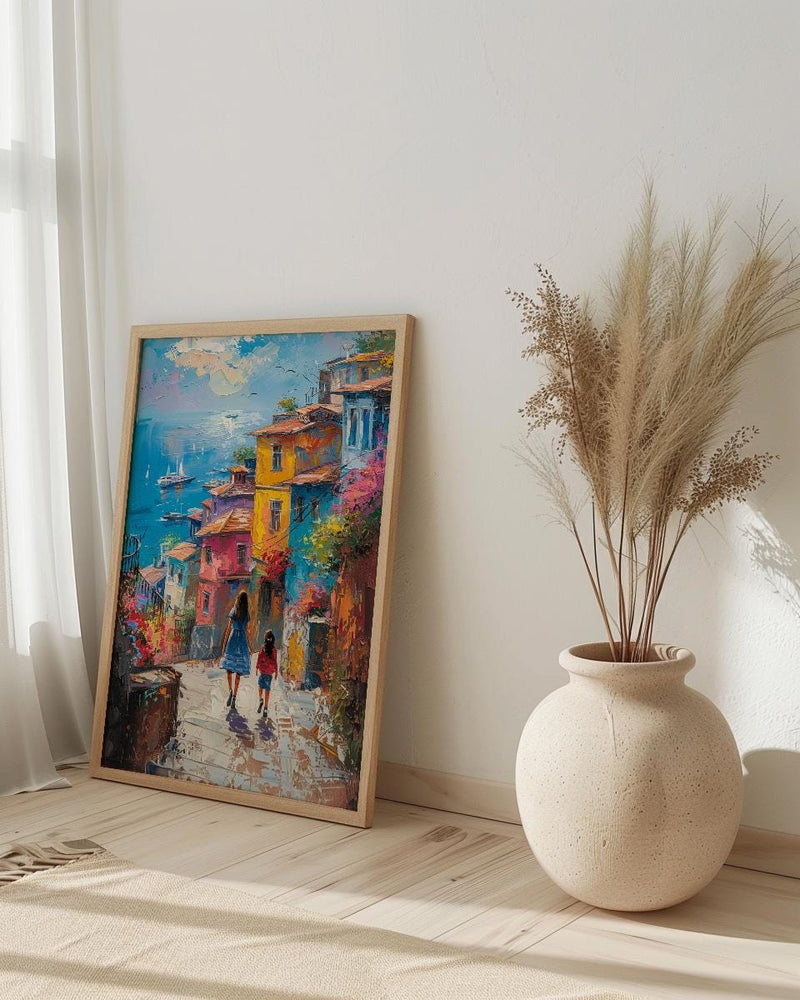 Istanbul Balat Print, Colorful House Wall Art, Mothers Day Gift From Daughter, Mother Daughter Poster, Shipped Wall Art