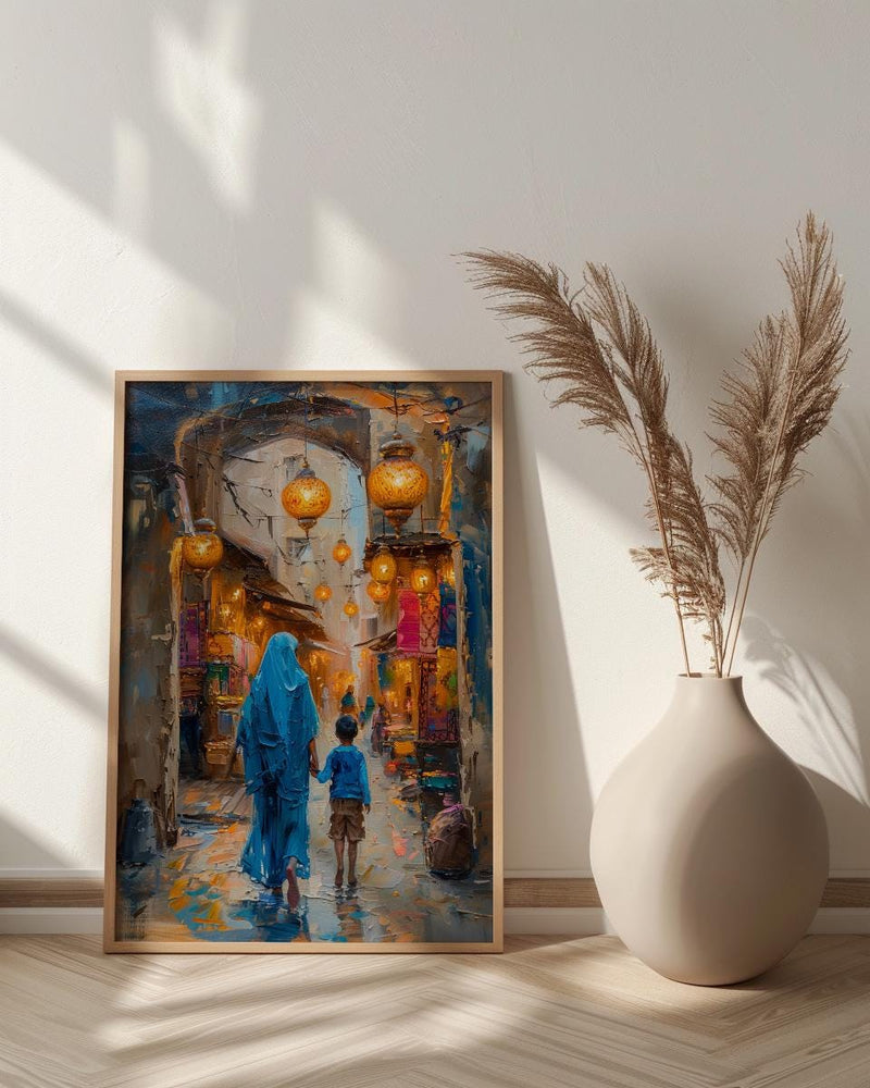 Doha Qatar Art Print, Souq Waqif Wall Decor, Mothers Day Gift From Son, Mom And Son Poster, Museum Quality Decor