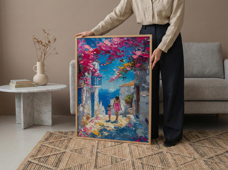 Alacati Turkey Print, Aegean Coastal Wall Art, Mothers Day Gift From Daughter, Mother Daughter Poster, Museum Quality Decor