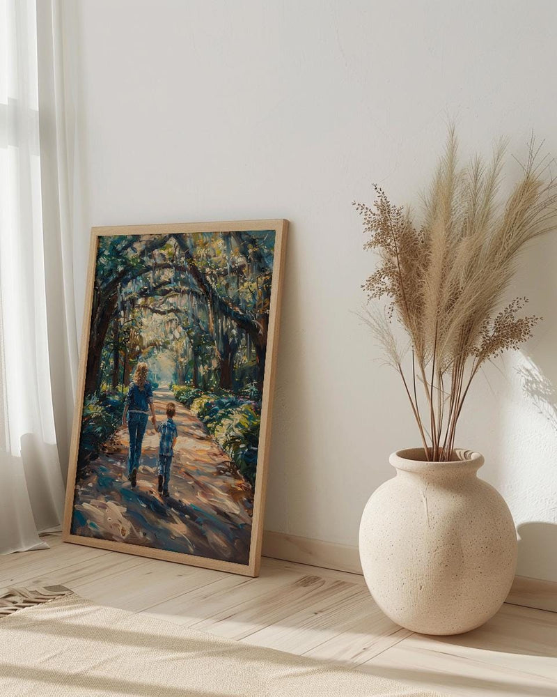 Savannah Forsyth Park Print, Southern Oak Tree Wall Art, Mothers Day Gift From Son, Mom And Son Poster, Museum Quality Decor