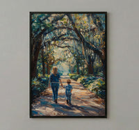 Savannah Forsyth Park Print, Southern Oak Tree Wall Art, Mothers Day Gift From Son, Mom And Son Poster, Museum Quality Decor