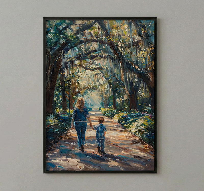 Savannah Forsyth Park Print, Southern Oak Tree Wall Art, Mothers Day Gift From Son, Mom And Son Poster, Museum Quality Decor