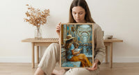 Museum Bench Poster, Mother Child Art Print - Mother's Day Gift