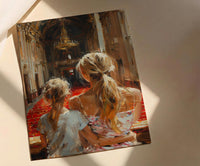 Ballet Opera Wall Decor, Mother Daughter Art - Thick Oil Painting Style