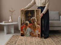 Ballet Opera Wall Decor, Mother Daughter Art - Thick Oil Painting Style