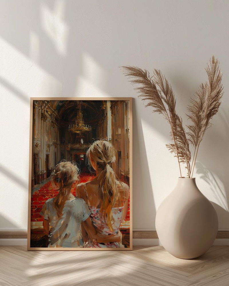 Ballet Opera Wall Decor, Mother Daughter Art - Thick Oil Painting Style