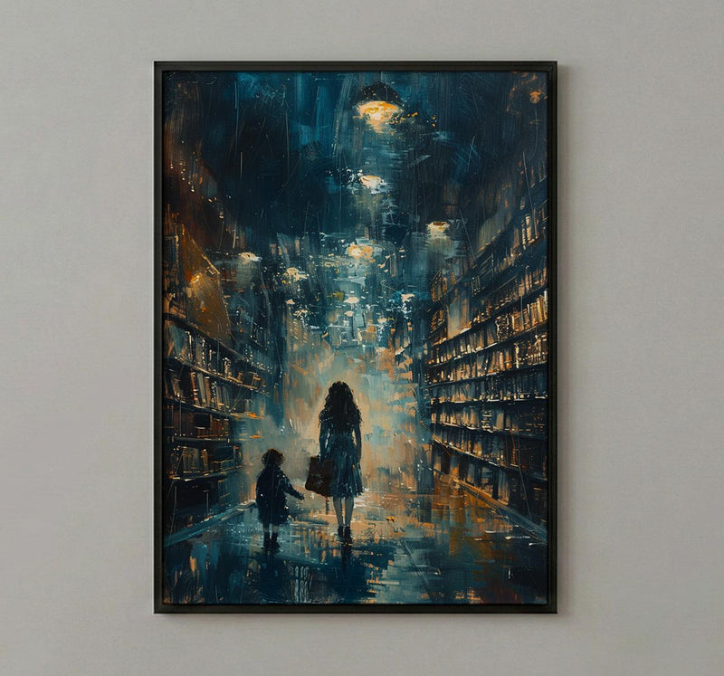 London Bookstore Wall Art, Mother Child Decor - Mother's Day Gift