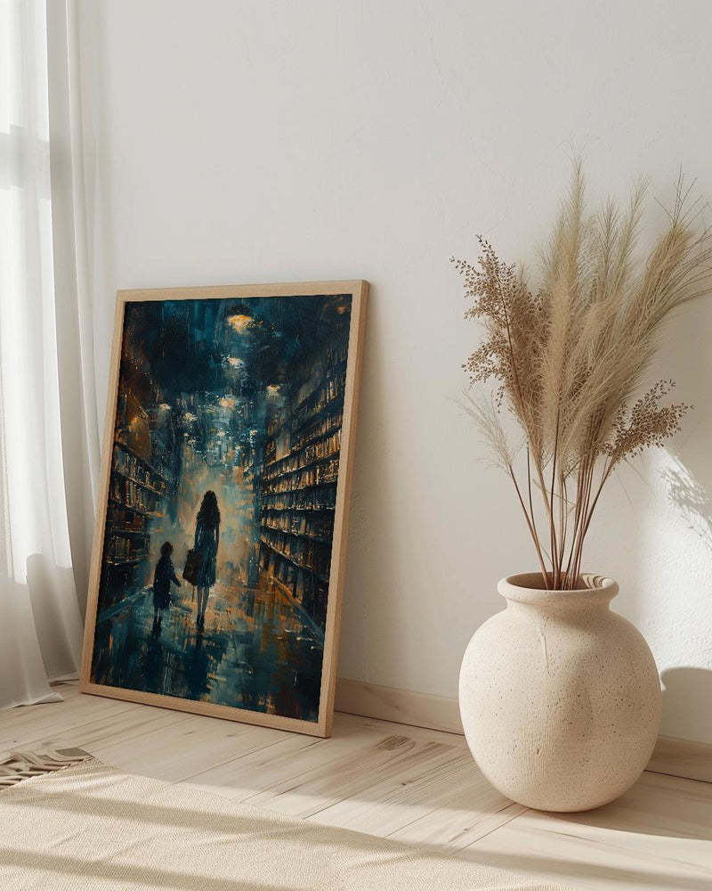 London Bookstore Wall Art, Mother Child Decor - Mother's Day Gift