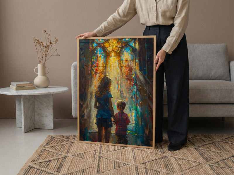 Gothic Cathedral Art Print, Mother Son Decor - Mother's Day Gift