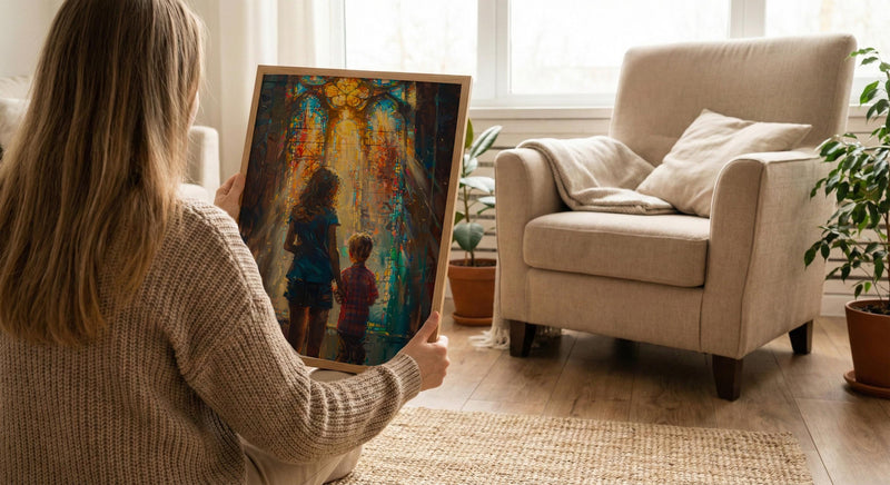 Gothic Cathedral Art Print, Mother Son Decor - Mother's Day Gift