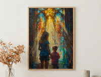 Gothic Cathedral Art Print, Mother Son Decor - Mother's Day Gift