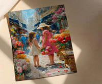Paris Flower Market Art Print, Mother Daughter Decor - Mother's Day Gift
