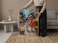 Paris Flower Market Art Print, Mother Daughter Decor - Mother's Day Gift