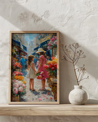 Paris Flower Market Art Print, Mother Daughter Decor - Mother's Day Gift
