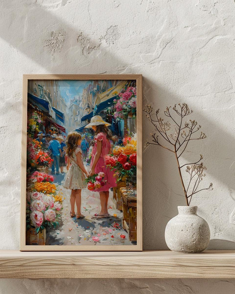 Paris Flower Market Art Print, Mother Daughter Decor - Mother's Day Gift