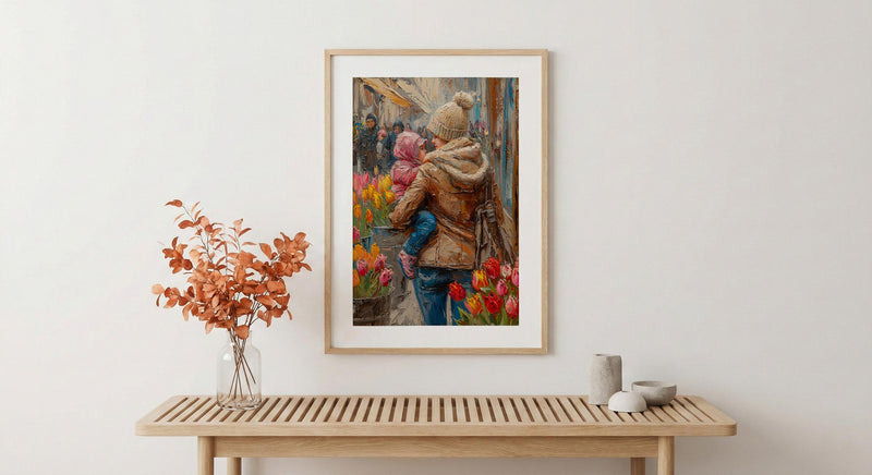 Street Florist Wall Decor, Mother Baby Art Print - New Mom Gift