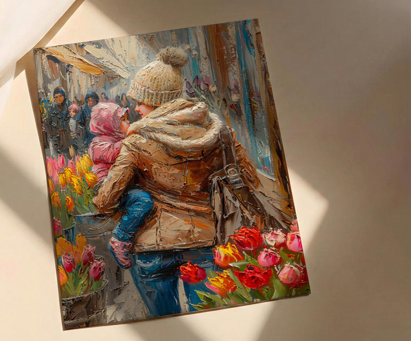 Street Florist Wall Decor, Mother Baby Art Print - New Mom Gift