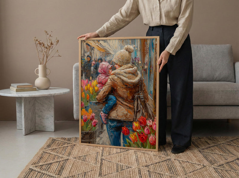 Street Florist Wall Decor, Mother Baby Art Print - New Mom Gift