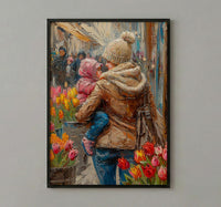 Street Florist Wall Decor, Mother Baby Art Print - New Mom Gift