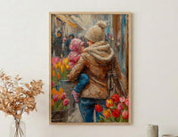 Street Florist Wall Decor, Mother Baby Art Print - New Mom Gift