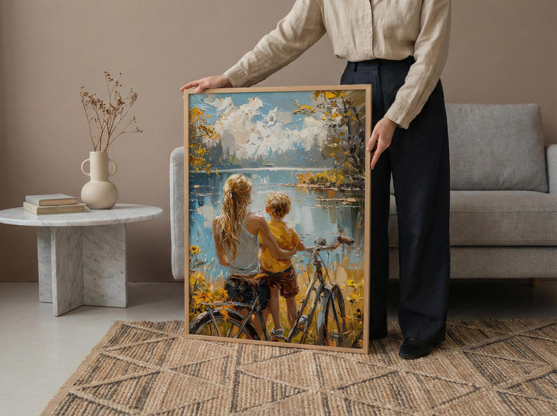 Italian Lake Wall Decor, Mother and Son Print - Gift for Mom