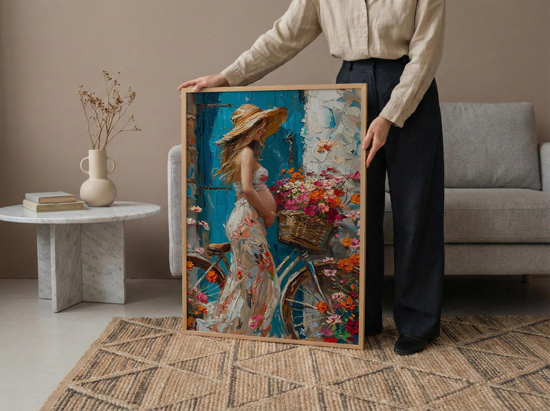 European Village Wall Art, Pregnant Mom Decor - New Mom Gift