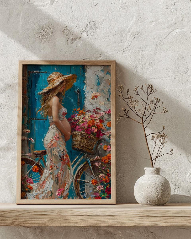 European Village Wall Art, Pregnant Mom Decor - New Mom Gift