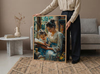 Sunlit Library Wall Art, Mother Child Print - Mother's Day Gift