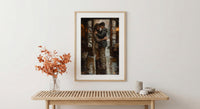 Mother Son Hug Print, Rainy Morning Wall Art - Thick Oil Painting Style