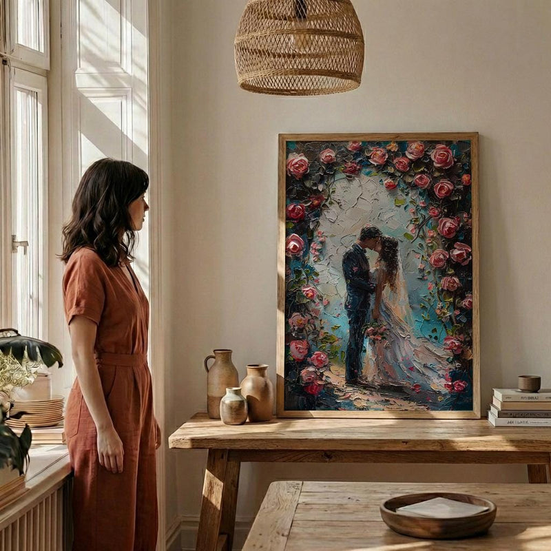 Wedding Arch Art Print, Floral Couple Decor - Master Bedroom Art