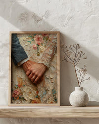 Wedding Rings Wall Art, Couple Holding Hands Poster - Anniversary Gift