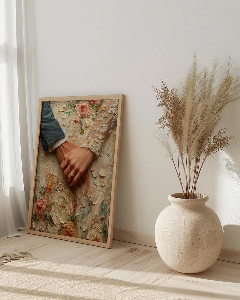 Wedding Rings Wall Art, Couple Holding Hands Poster - Anniversary Gift