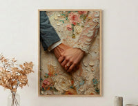 Wedding Rings Wall Art, Couple Holding Hands Poster - Anniversary Gift