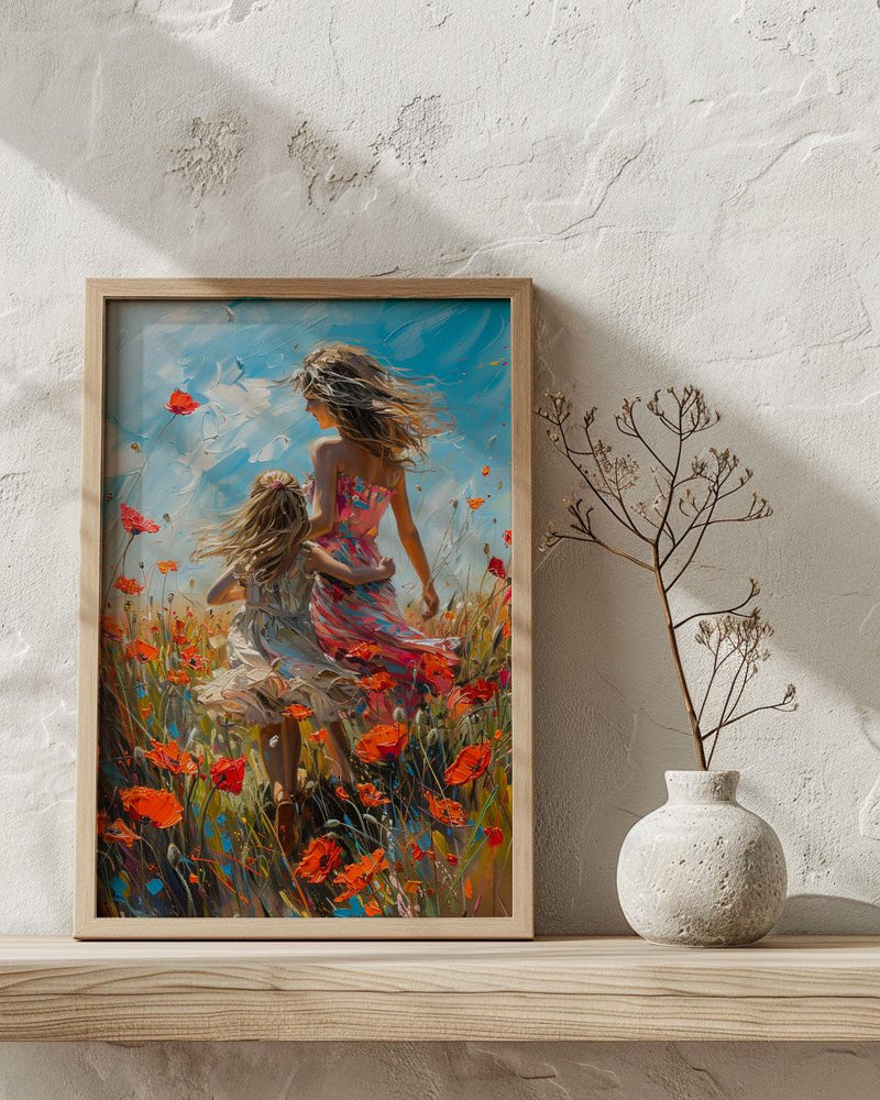 Poppy Field Wall Art, Mom Daughter Print - Mother's Day Gift