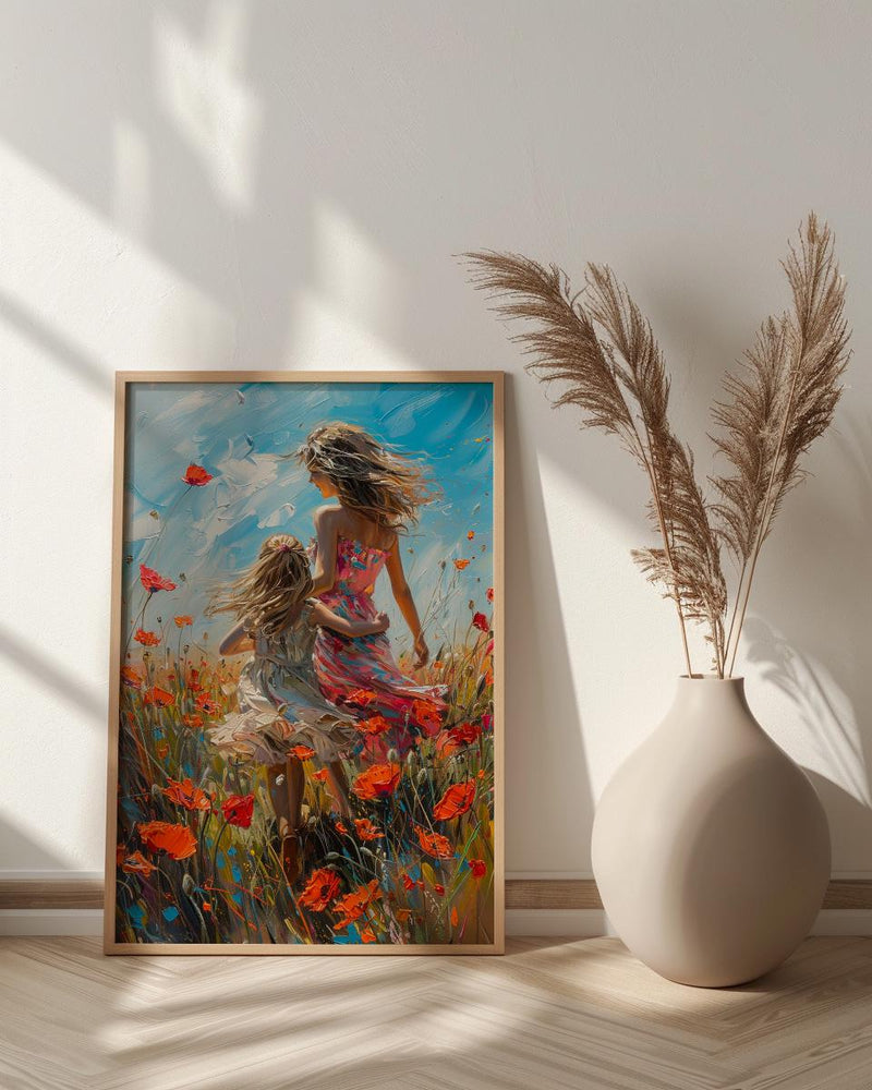 Poppy Field Wall Art, Mom Daughter Print - Mother's Day Gift