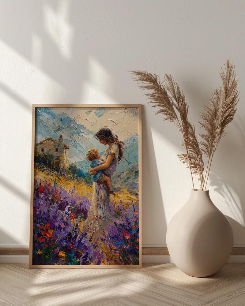 Lavender Field Wall Art, Mother Son Print - Gift for Mom